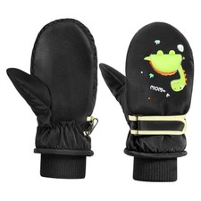 Kids Ski Mittens, Insulated Waterproof M Size for 5-10 years old Black