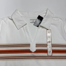 Venezia Women’s Shirt White Stripes Short Sleeve Polo 18/20 Plus Size Top
