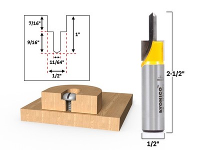 Counter Bore & Screw Slot Router Bit - 1/2'' Shank - Yonico 14198