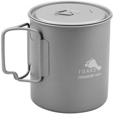 TOAKS Ultralight Titanium Camping Cook Pot with Foldable Handles and Lid - 750ml