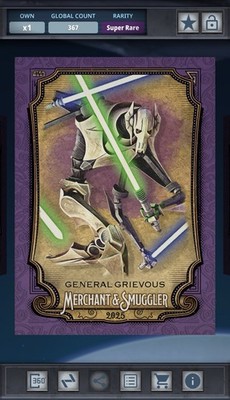 Star Wars Card Trader Merchant & Smuggler 25 - Purple 750cc SR General Grievous