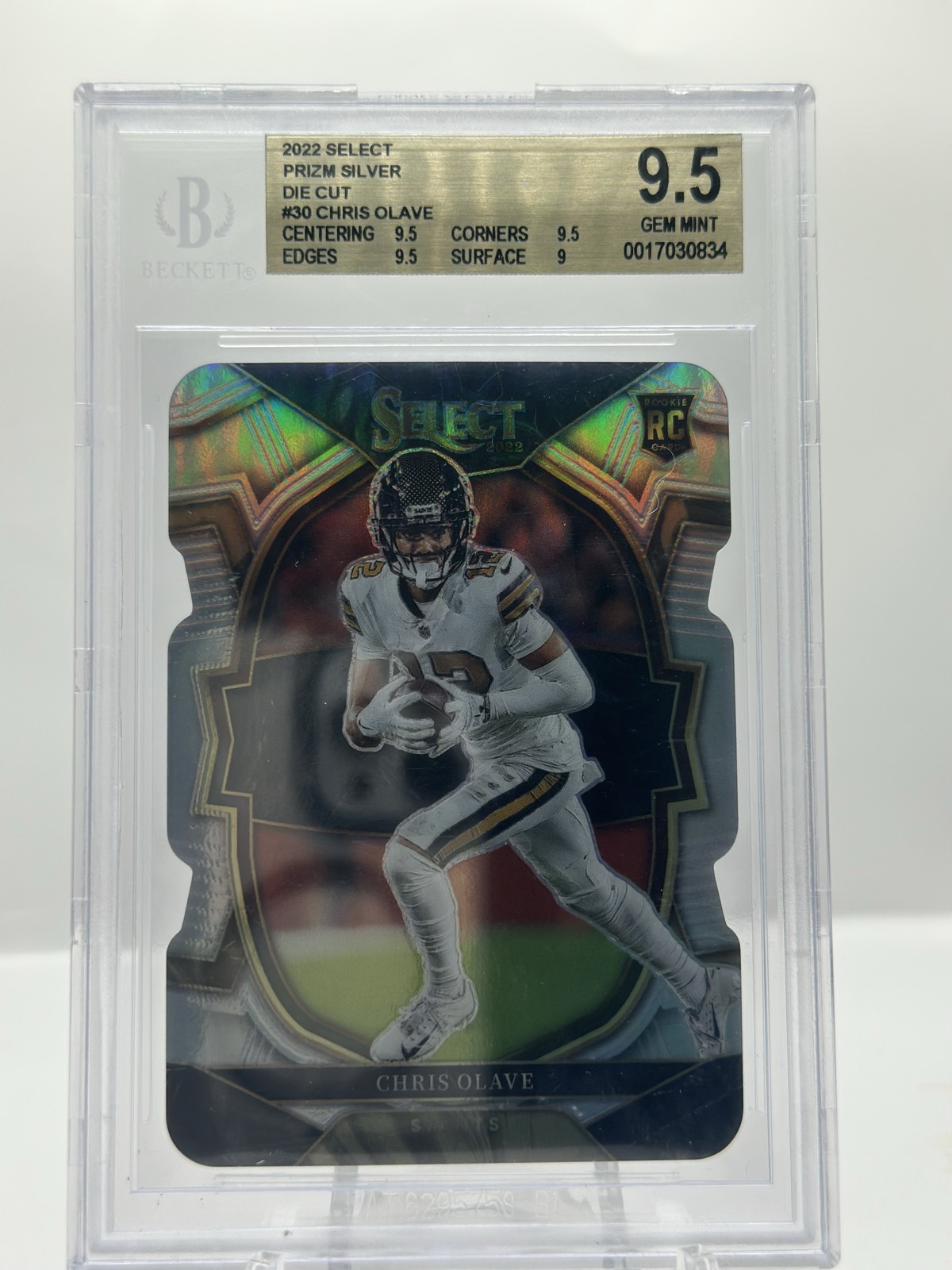 2022 Panini Select - Concourse Chris Olave #30 Silver Prizm Die-Cut (RC)