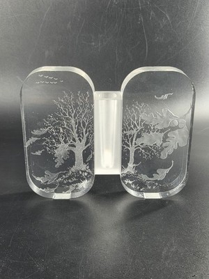Vintage Acrylic Lucite Bud Vase, Tranquility Series, signed V Buescher, autumn