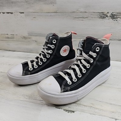 Converse All Star Chunky Sneaker Shows Womens 4 Black Pink Mid Top Lace Up