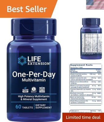 Comprehensive 1-Daily Multivitamin for Heart and Immune Health - 60 Count