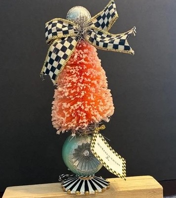 MacKENZIE CHILDS HOME SWEET HOME CHRISTMAS PINK BOTTLE BRUSH TREE BNIB