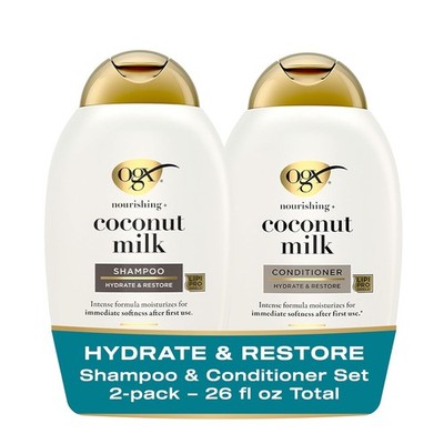 OGX Nourishing + Coconut Milk Sulfate Free Shampoo & Conditioner Set, Hydrates