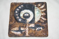 Wandkeramik von Helmut Schäffenacker Wandplatte zum Aufhängen Vintage ca.23,5 cm