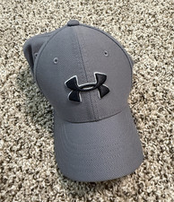 Youth small Under Armour Gray Solid Baseball Cap Hat Breathable Stretch Sports
