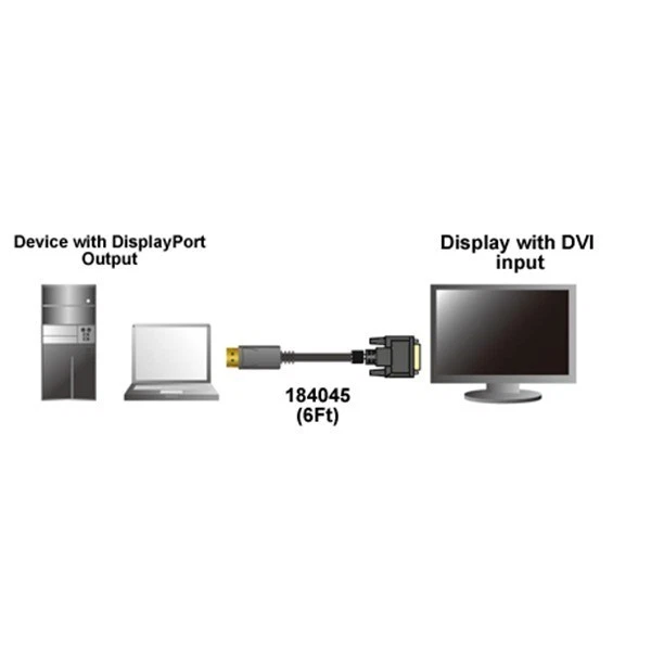 6FT Display Port DP Male to DVI Male LCD Monitor Cable Adapter Converter Gold - Image 2 of 2
