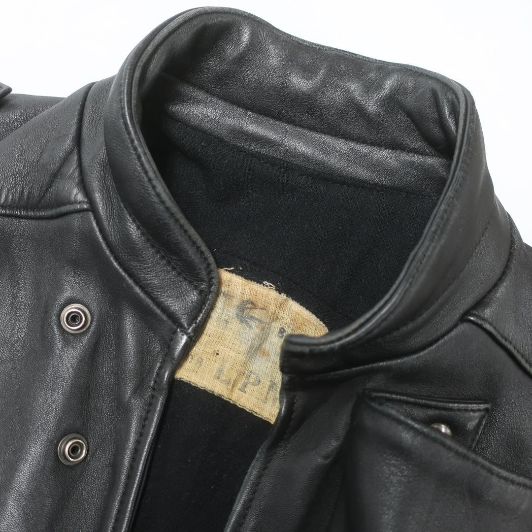French Army Leather Military Motorcycle Coat Euro Vintage
