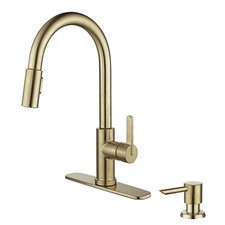 Glacier Bay Paulina Pull Down Kitchen Faucet Matte Gold with Soap Dispenser