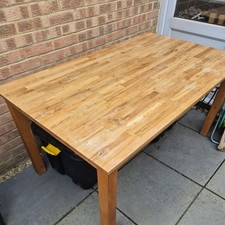 Large Solid Oak Dining Table 6 Seater Chunky Rustic.. 150cm LG.