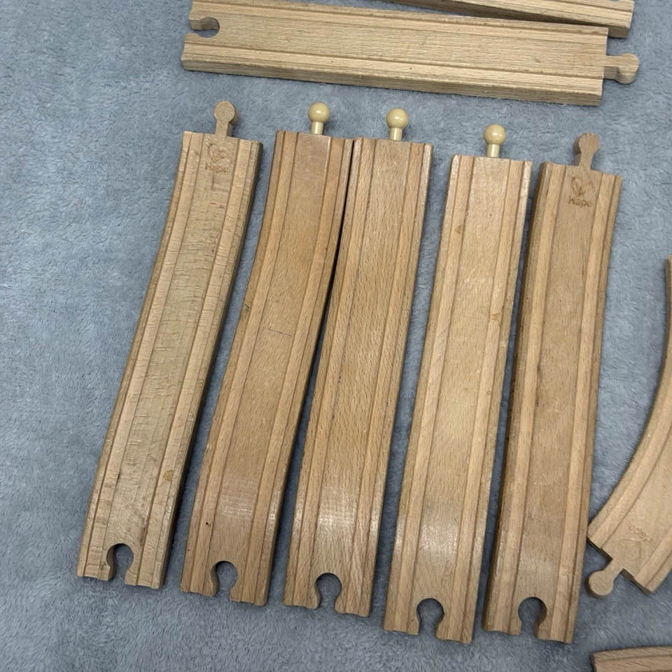 Wood Train Track Lot (Curves & Straight) + Thomas & Friends/ Hape Trains - Image 3 of 4