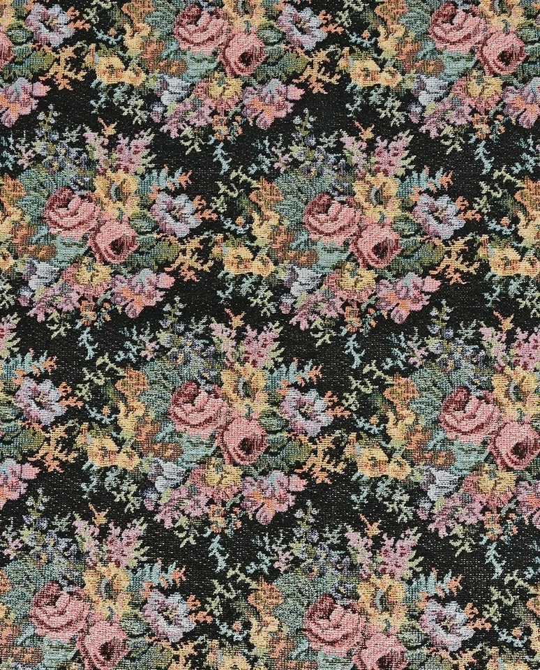 1m x 1,50m Gobelin Rosen Schwarz Meterware Blumen - Bild 1 von 2