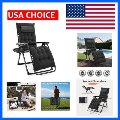 Zero Gravity Chair, Lounge Chair Outdoor with Cup Holder Trays and Removable ...