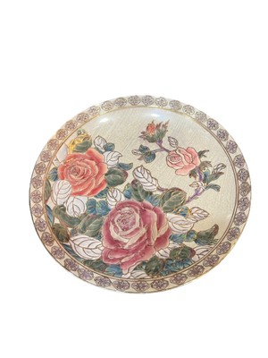 Decorative Plates Vintage FLOWERS Roses Made in China Porcelain Round 10 inch