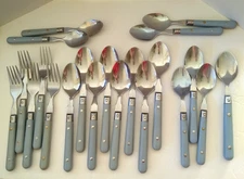 VTG Washington Forge Mardi Gras Stainless Steel Flatware Blue Handle 21 Pcs