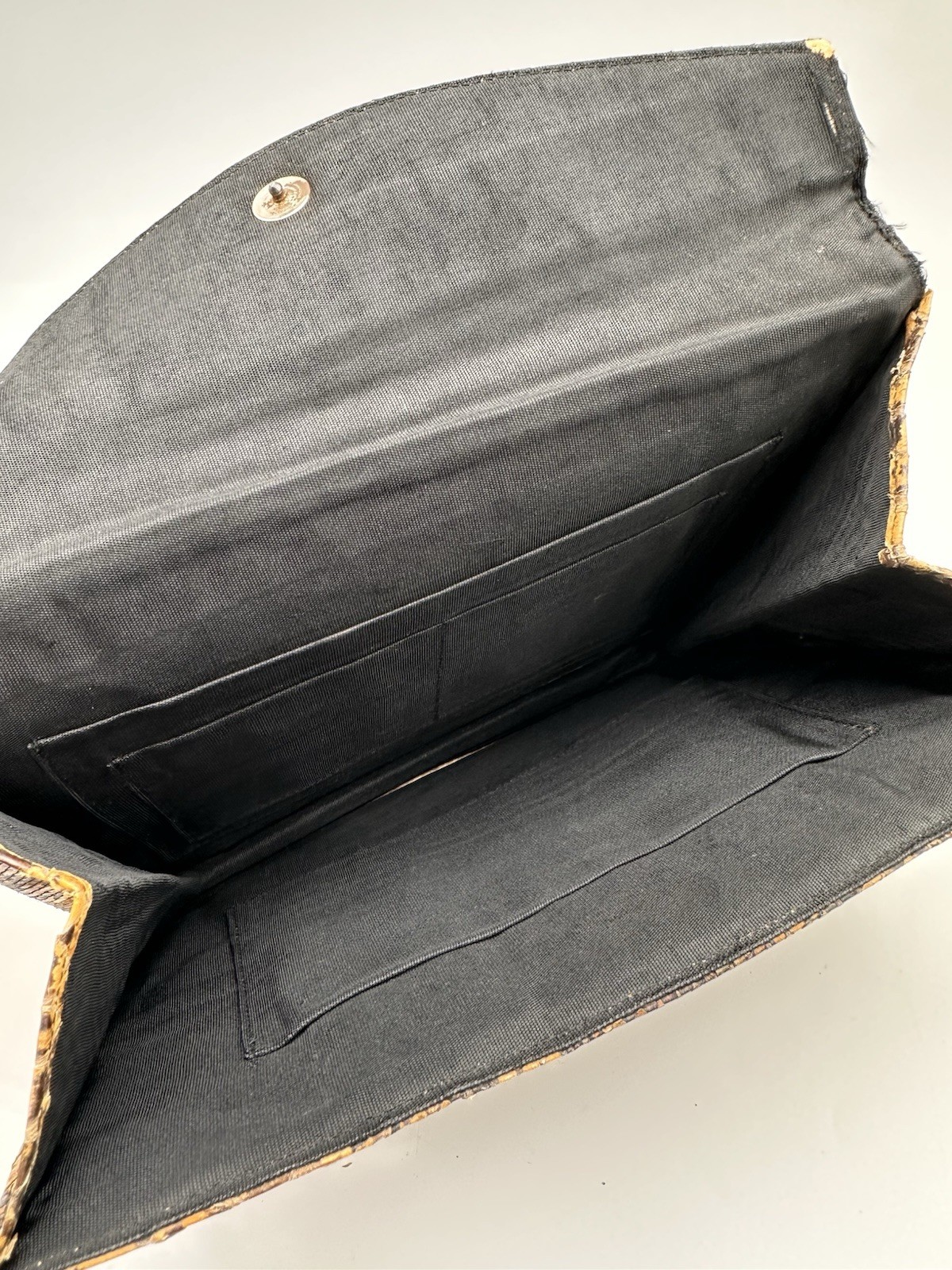 Genuine Python Envelope Wallet Clutch Brown Black… - image 4