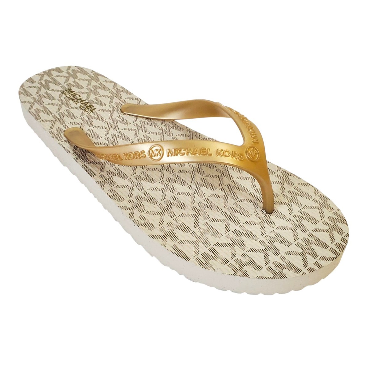 NEW MICHAEL KORS AUTHENTIC WOMEN'S CREAM FLIP FLOPS SANDALS View 4