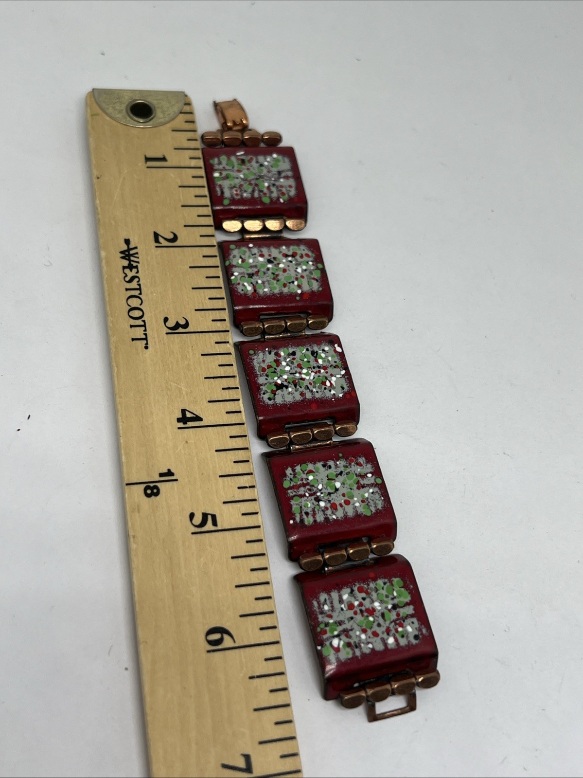 Vintage Copper Enamel Splatter Pattern Panel 6.75… - image 3