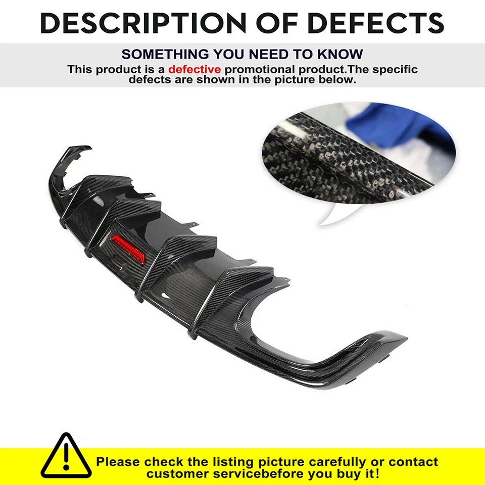 适用于 2016 - 2018 年奥迪 A7 Sline S7 C7.5 真正的碳水化合物后保险杠扩散器唇带光 — 第 2/4 张图片