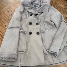 Pendleton Diana Faux Shearling Gray Coat Mid Length Warm Womens L