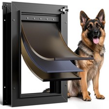 Dog Door for Door All Aluminum 3 Flaps Black, Large Dog Doggy Doggie Door, He...