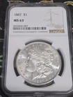 1887 Morgan Silver Dollar NGC MS63