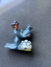Vintage Manoil M160 41/32 Woman Holding Chicken w/ Coop Lead Toy Figure Figurine