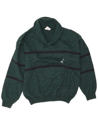 Neu Fast Herren Schalkragen Pullover Pulli IT 52/54 Large grün gestreift BE30