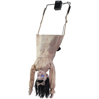 Halloween Animated SWINGING UPSIDE DOWN GIRL DOLL Haunted House Prop Decoration