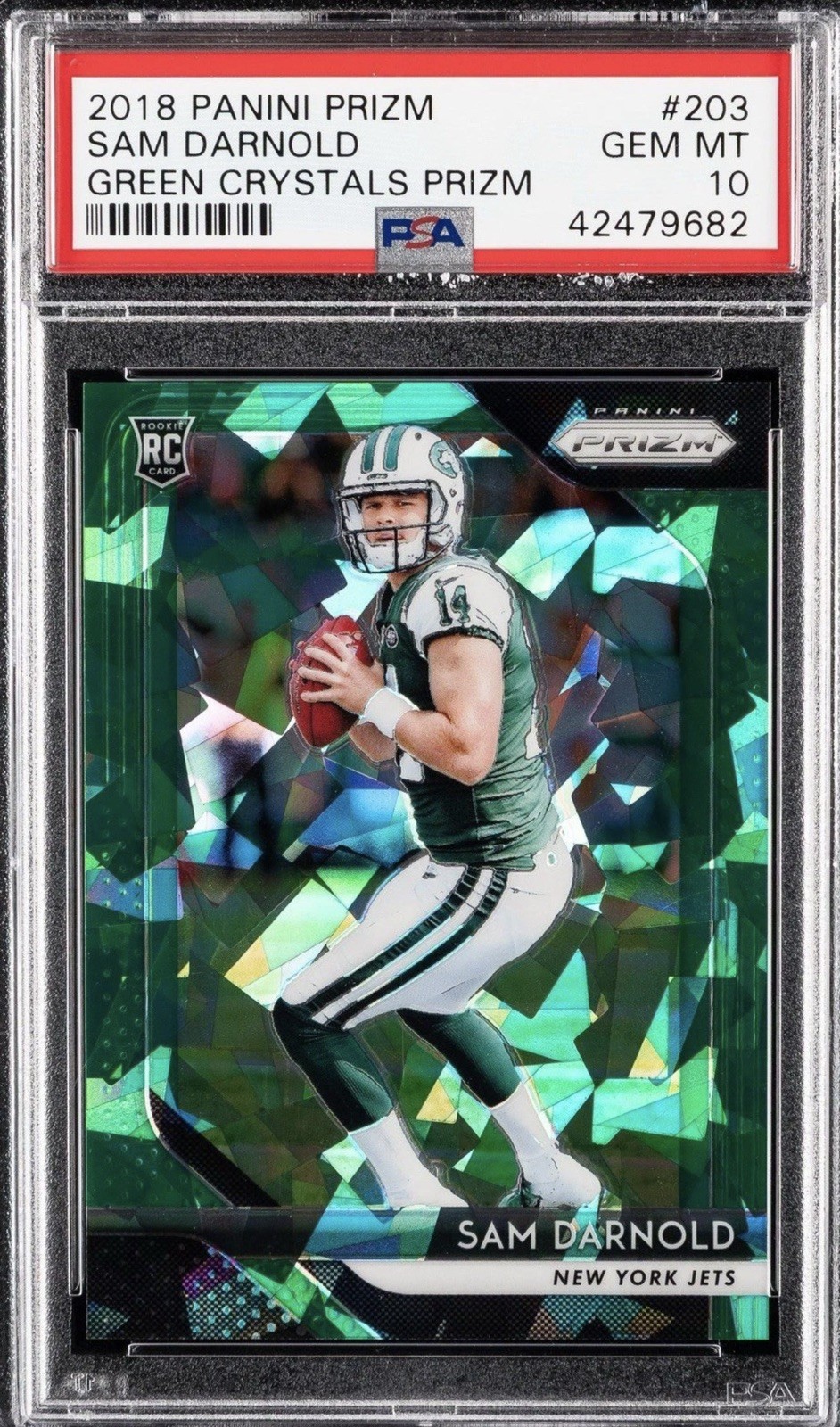 2018 Prizm Sam Darnold Rookie RC Green Crystals JERSEY MATCH 14/75 PSA 10 Gem!