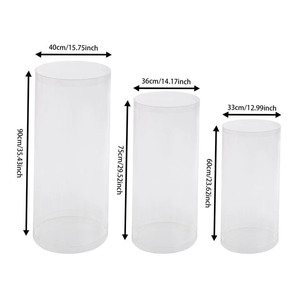 Soportes de pedestal de cilindro 3 vueltas pedestal de fiesta boda hogar cumpleaños exhibición Foto 2 de 4