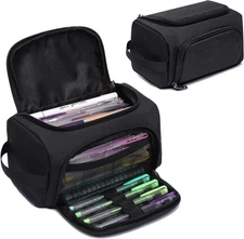 XQXA Large Capacity Pencil Case Organizer, Multifunctional Extra Big Black 