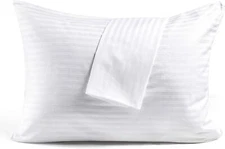 Zippered 100% Cotton Pillow Protectors Cover Case - Comfortable/Quiet Sateen ...