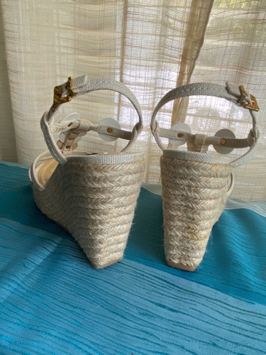 LOUIS VUITTON ESPADRILLE WEDGES HEELS BEIGE PLATFORMS CLOGS TRUNKS & BAGS 37.5-7 - Picture 7 of 11