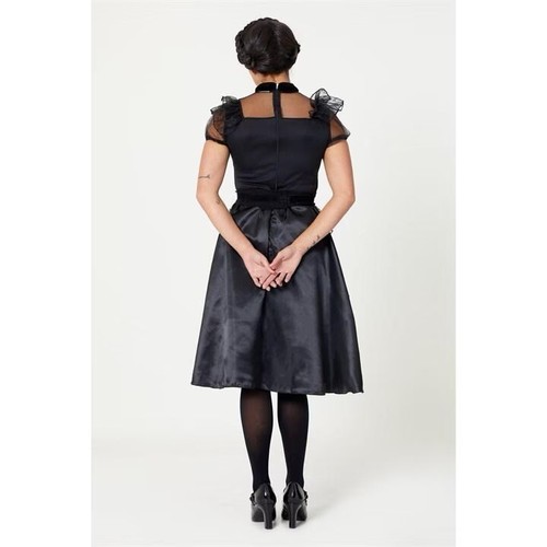 NEW Wednesday Addams Prom Dress Ladies Gothic Fancy Dress Costume Cosplay Spooky - Picture 4 of 4