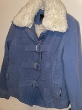 Women's Kenzie Velvet Faux Wool Lined, Removable Collar Jacket Size 4 Small