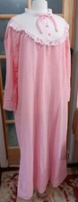 Vintage Nightgown Ruffle Collar Swiss Dot Pink / White Sz 2X Long Perfect New