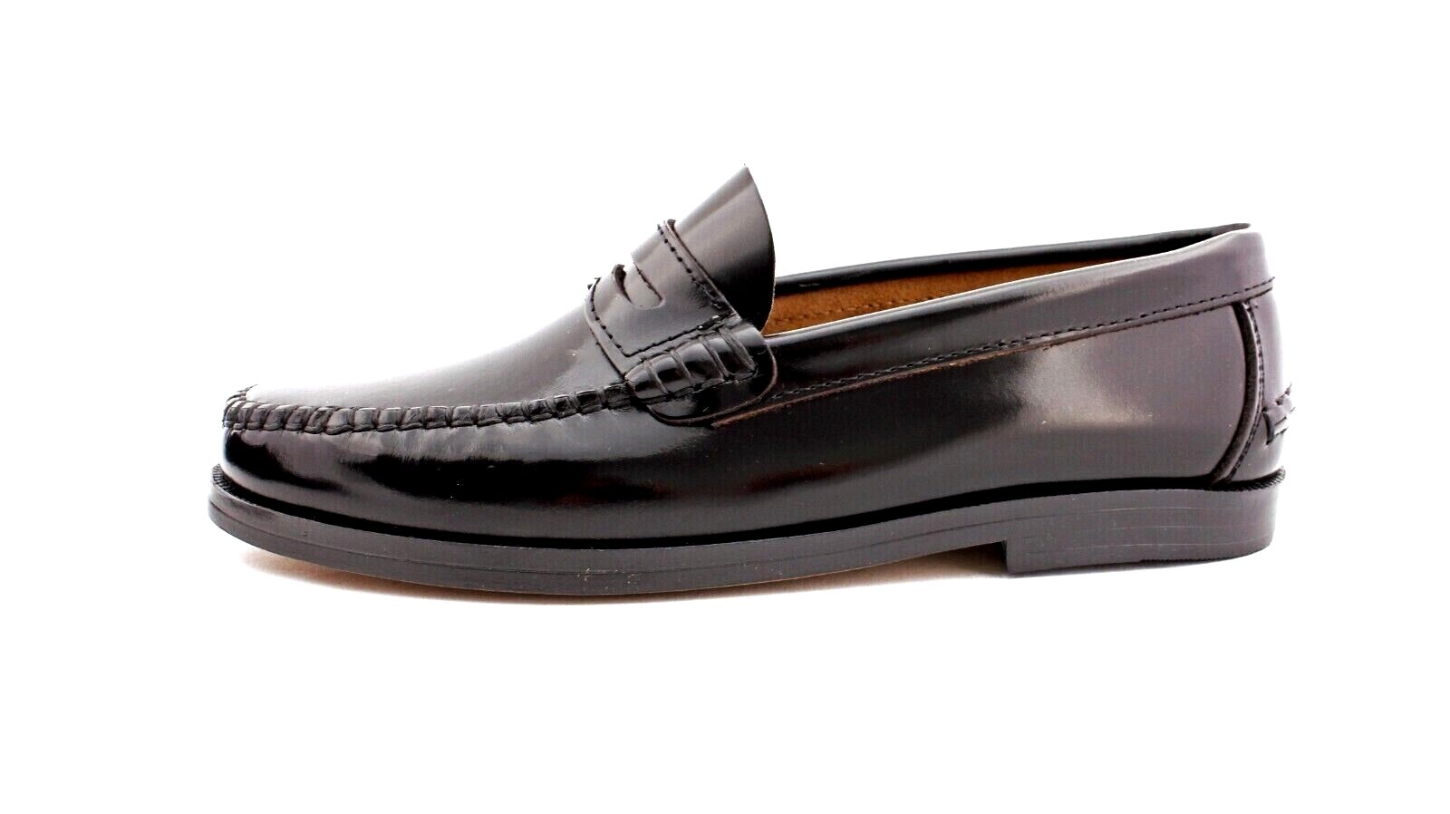 Loafers Womens Leather Suit Shoes Castellanos Moccasins Slip On Black Shiny-image