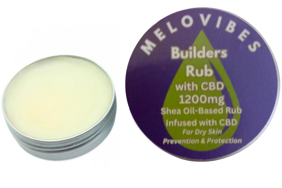 MELOVIBES Builders CBD Rub - Natural High Strength Skin Care - Dry Chapped Hands Face Gift