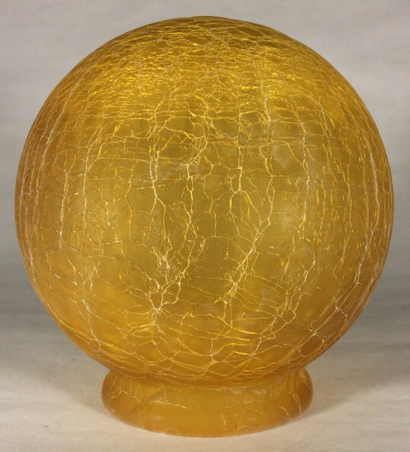 New 3 1 4 Fitter Art Deco Amber Crackle Glass Ball Globe Lamp Shade new-3-1-4-fitter-art-deco-amber-crackle-glass-ball-globe-lamp-shade