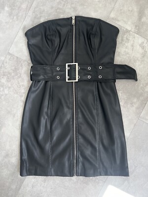 chinese dress ladies BERSHKA Grey Suede Faux-Leather One-Shoulder Strap Dress – Recycled Threads main image 0