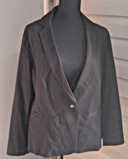 Chicos Travelers Womens Blazer Black Stretch Long Sleeve Notch Lapel 8/10