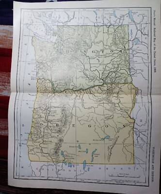 Antique 1909 Railroad Route Map CALIFORNIA NEVADA all train Lines~ 9'' × 11'' 