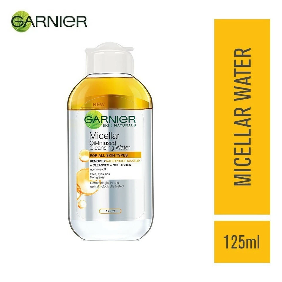 3 x 125ml Garnier Micellar Oil-In Fuse Cleanser Makeup Waterproof Remover Unisex - Image 3 of 4