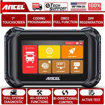 ANCEL V5 HD Bidirectional Heavy Duty Truck Diesel Scanner DPF Regen ECU Coding