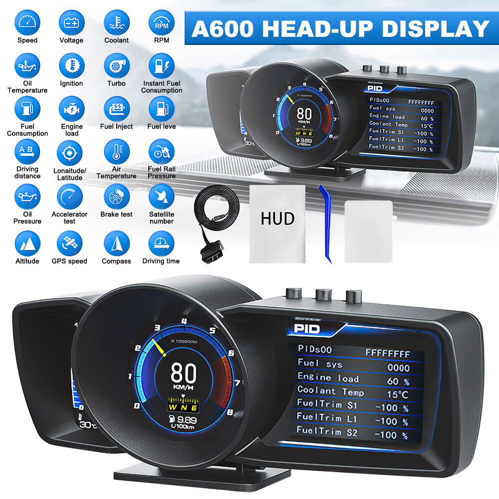 OBD2+GPS Gauge HUD HeadUp Digital Display Smart Car Speedometer Turbo