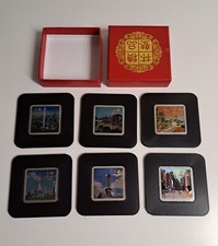 Set 6 Untersetzer Shanghai Motive Gravureffek...